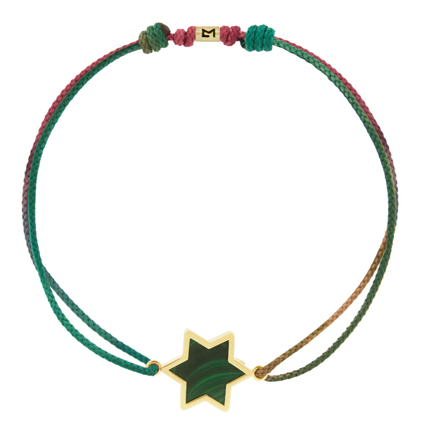 luis morais Framed Malachite Star on Moody Rainbow Cord Bracelet