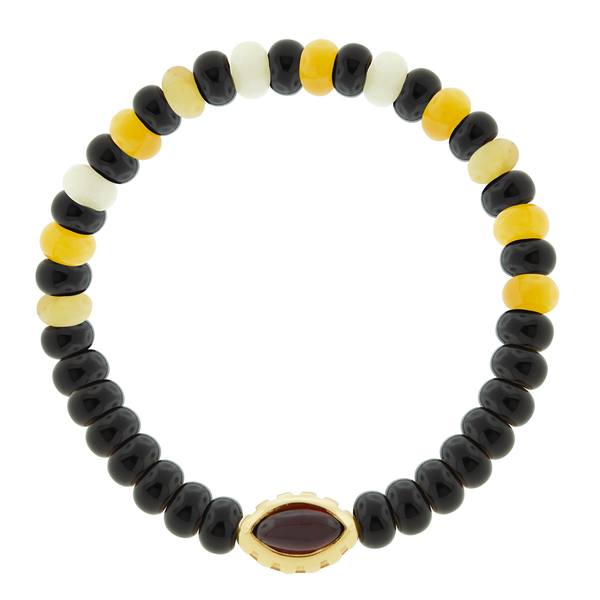 luis morais Garnet Eye of the Idol Aventurine/Onyx Bead Bracelet