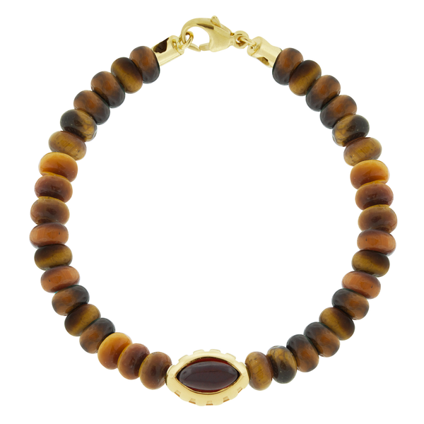 luis morais Garnet Eye of the Idol Tiger's Eye Bead Bracelet with Clasp