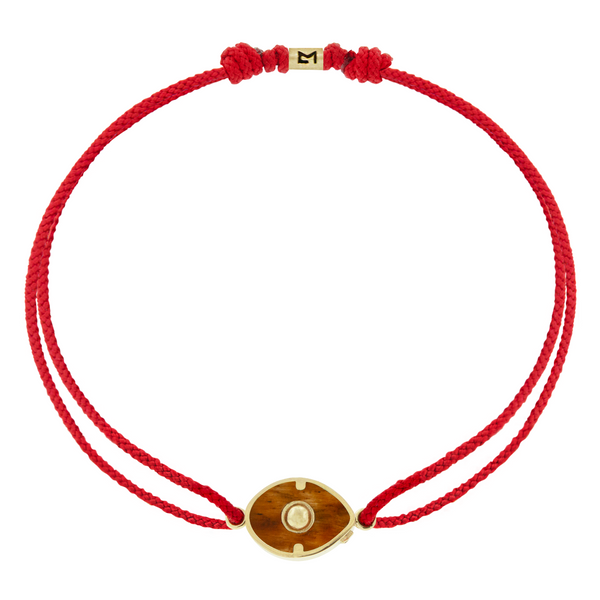 luis morais Gemstone Eye with Gold Center on Red Cord Bracelet