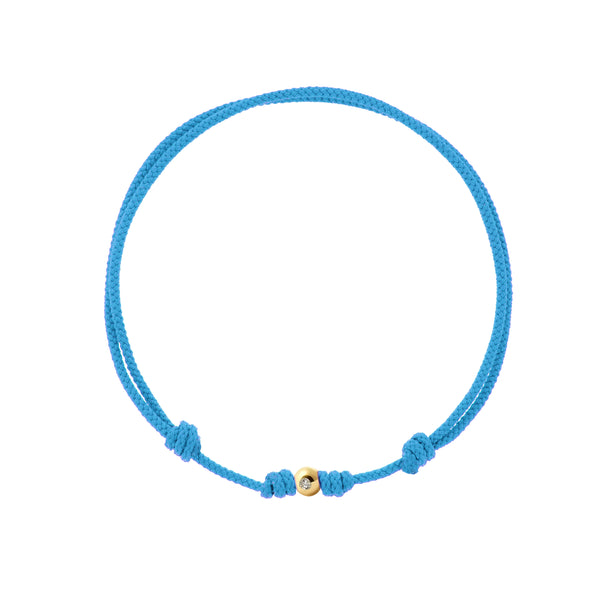 Luis Morais Gold Ball With Diamond On Cord Bracelet