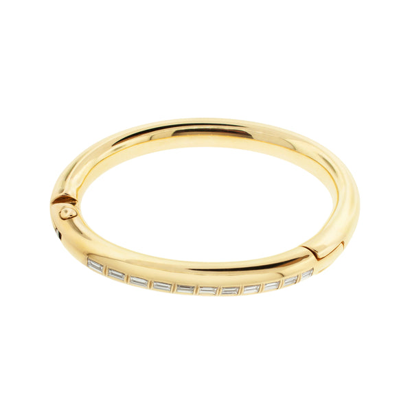 luis morais Gold Carabiner Bracelet with White Diamonds- 8mm