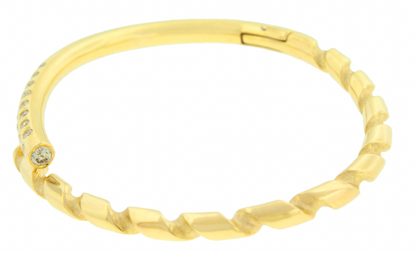 Luis Morais Gold Drill Bit Bangle With White Diamonds
