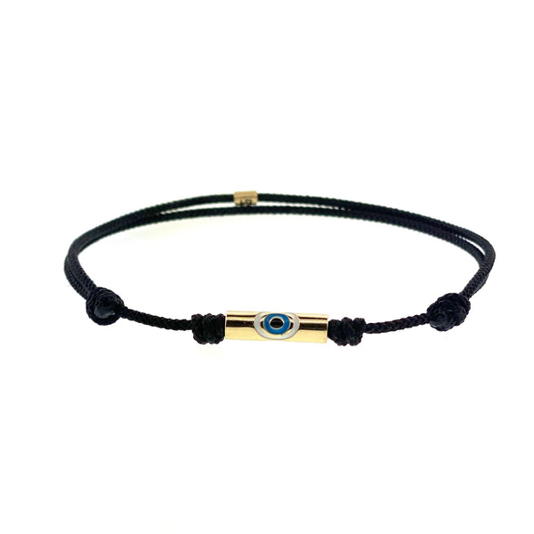 luis morais Gold Enameled Evil Eye Tube Cord Bracelet