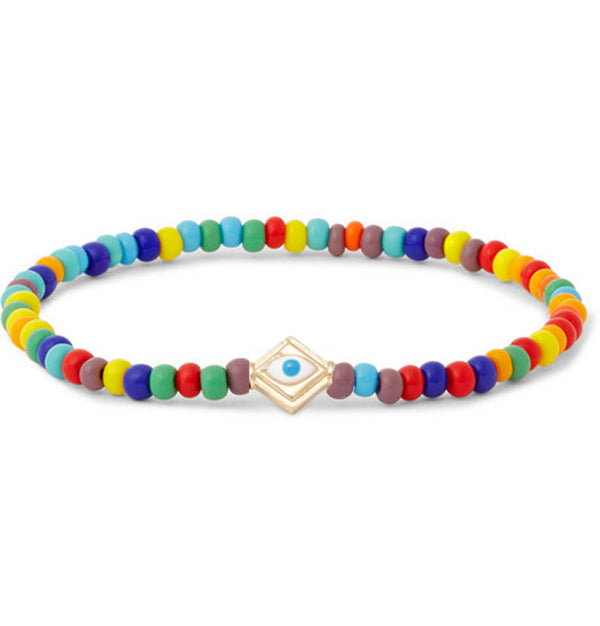 luis morais Gold Enameled Protection Eye Lozenge Bracelet