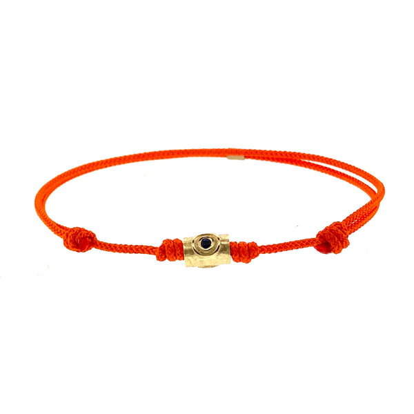 luis morais Gold Evil Eye with Sapphire on Cord Bracelet