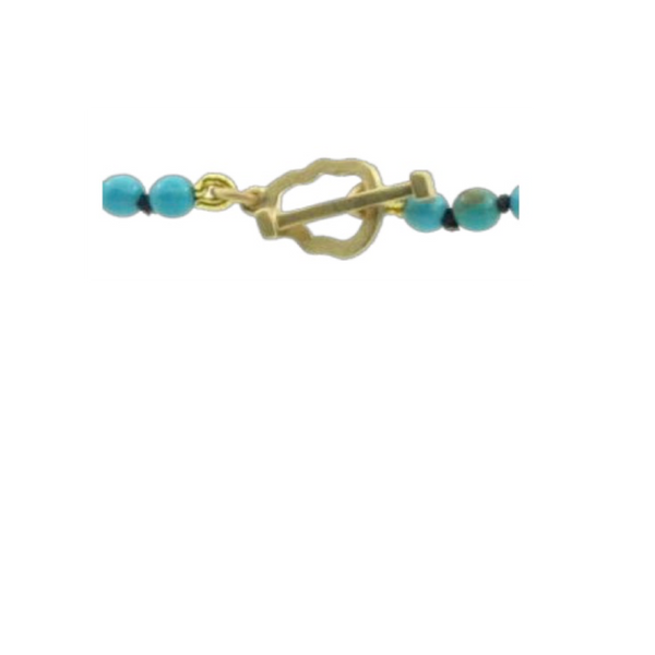 Luis Morais Gold Greek Cross Turquoise Beaded Necklace