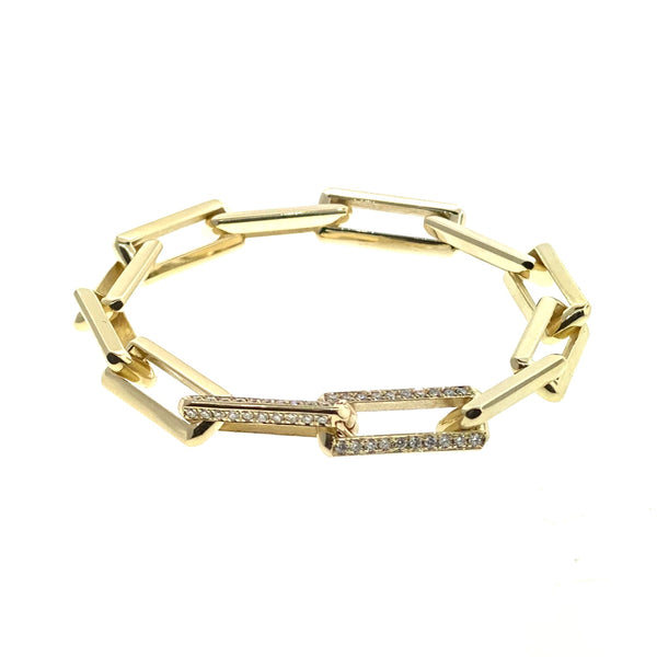 luis morais Gold Link Bracelet with Diamond Pave Clasps