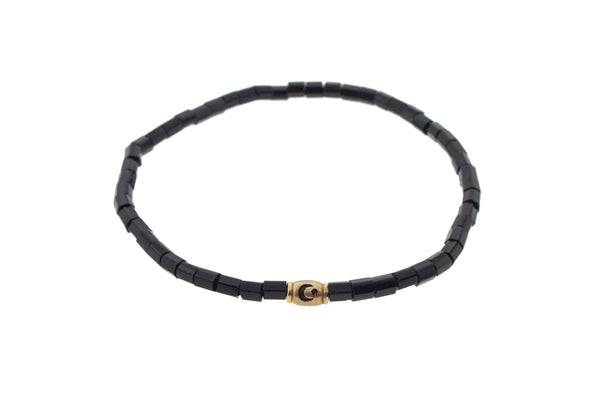 luis morais Gold Moon Star Barrel On Beaded Bracelet