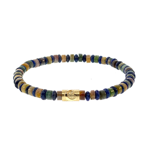 luis morais Gold Moon Star Relief On Gemstone Beaded Bracelet