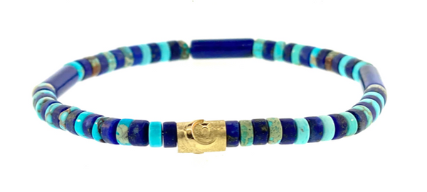 luis morais Gold Moonstar Relief On Gemstone Beaded Bracelet