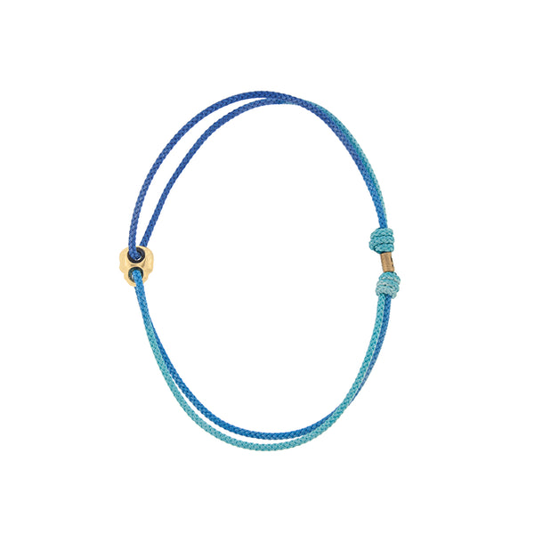 luis morais Gold Small Skull Outline on a Blue Ombre Cord Bracelet