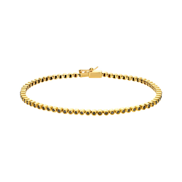 luis morais Gold Tennis Bracelet with Black Diamonds
