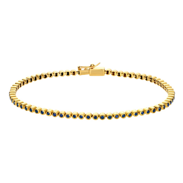 Luis Morais Gold Tennis Bracelet With Blue Sapphires