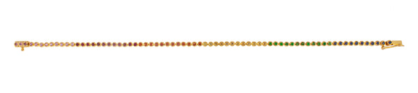 Luis Morais Gold Tennis Bracelet With Ombre Rainbow Sapphires