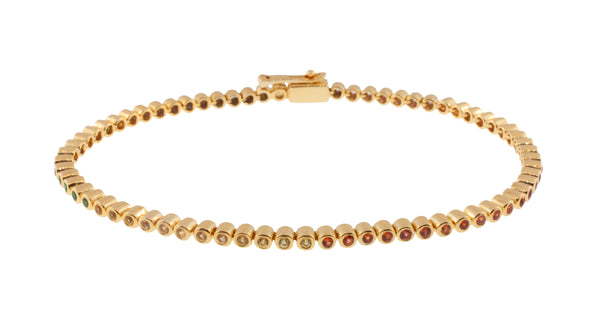 luis morais Gold Tennis Bracelet with Ombre Rainbow Sapphires