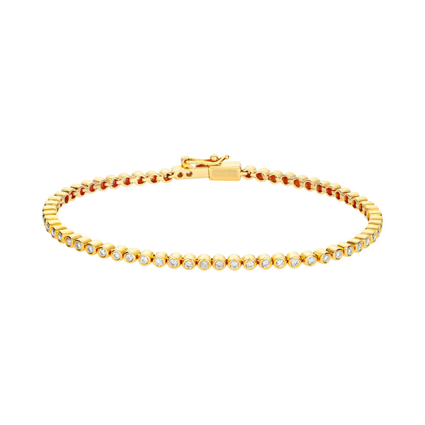 luis morais Gold Tennis Bracelet with White Diamonds