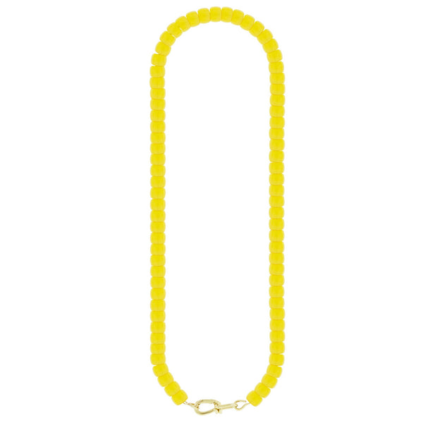 Luis Morais Gold Wire Clasp On Yellow Glass Bead Necklace