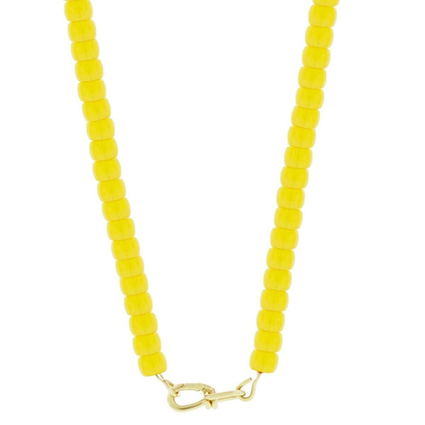 Luis Morais Gold Wire Clasp On Yellow Glass Bead Necklace