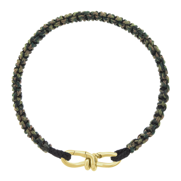 Luis Morais Gold Wire Link Clasp On Army Braided Cord Bracelet