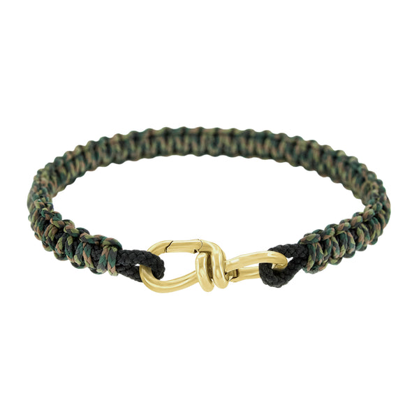 Luis Morais Gold Wire Link Clasp On Army Braided Cord Bracelet