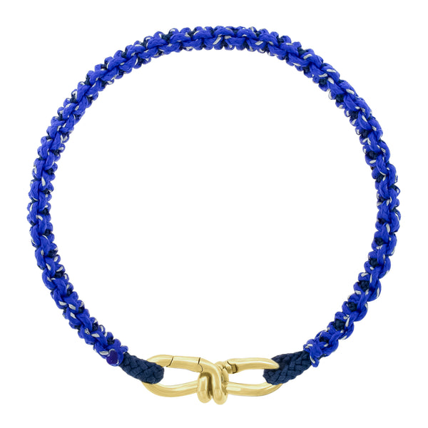 Luis Morais Gold Wire Link Clasp On Cobalt Braided Cord Bracelet