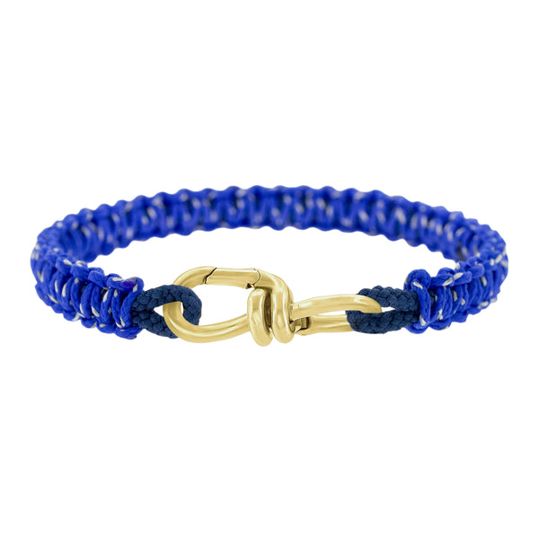 luis morais Gold Wire Link Clasp on Cobalt Braided Cord Bracelet