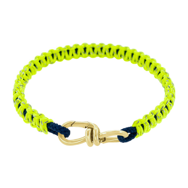 Luis Morais Gold Wire Link Clasp On Neon Green Braided Cord Bracelet