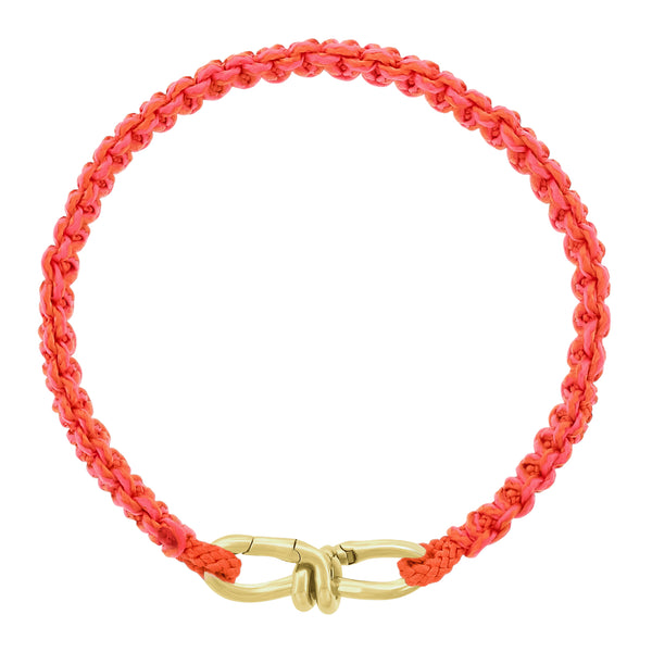 Luis Morais Gold Wire Link Clasp On Orange Braided Cord Bracelet
