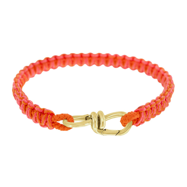 luis morais Gold Wire Link Clasp on Orange Braided Cord Bracelet