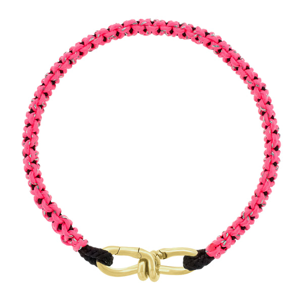 Luis Morais Gold Wire Link Clasp On Pink Braided Cord Bracelet