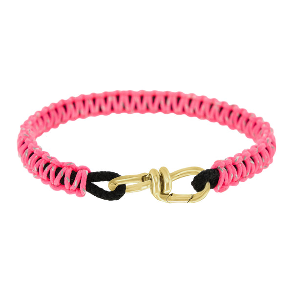 Luis Morais Gold Wire Link Clasp On Pink Braided Cord Bracelet