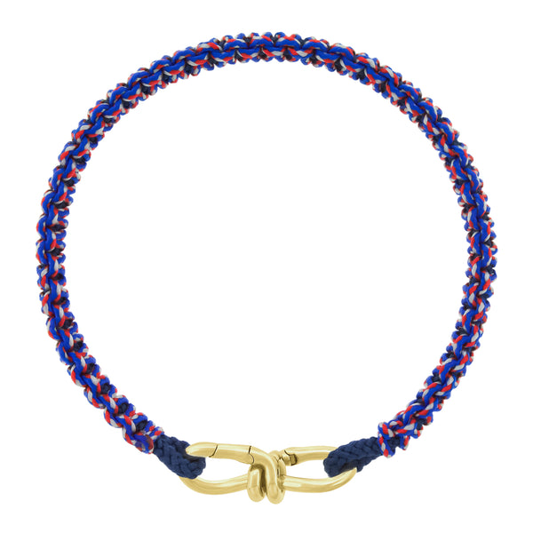 Luis Morais Gold Wire Link Clasp On RWB Braided Cord Bracelet