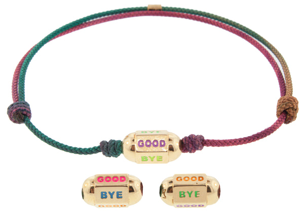 luis morais GOODBYE Enameled Hexagon Bolt on Cord Bracelet