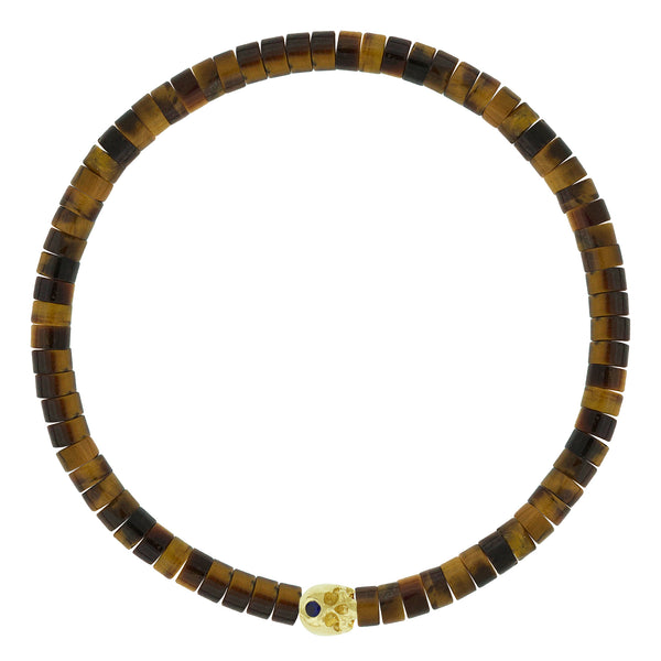 luis morais Half-Skull with Black Diamond on Tiger's Eye