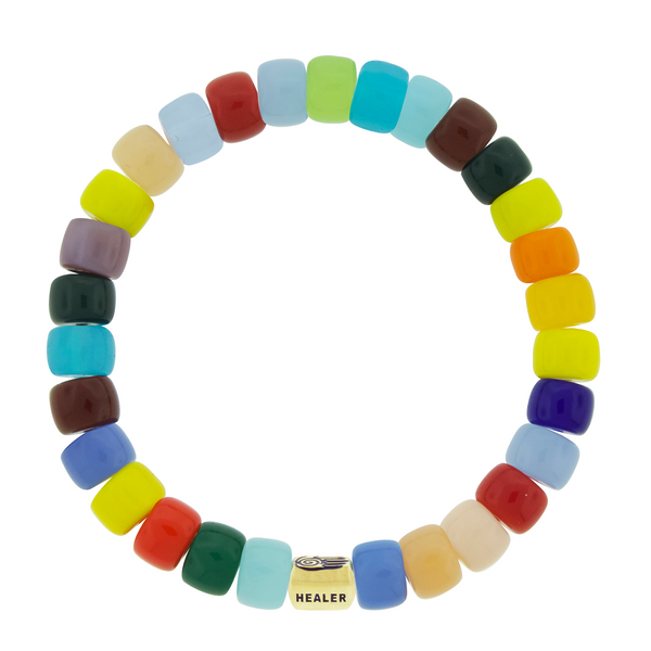 Luis Morais HEALER Ingot On Multicolor Glass Bead Bracelet