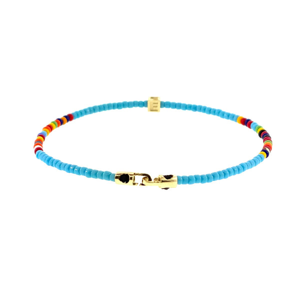 Luis Morais Height Of Summer Custom Initial Gold Cube Beaded Bracelet