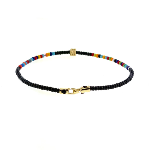 Luis Morais Height Of Summer Custom Initial Gold Cube Beaded Bracelet