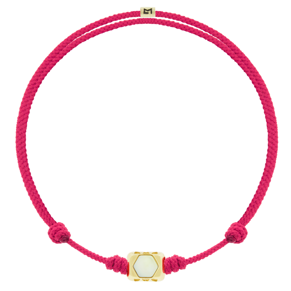 luis morais Ingot with Mother of Pearl Hexagon on Cord Bracelet