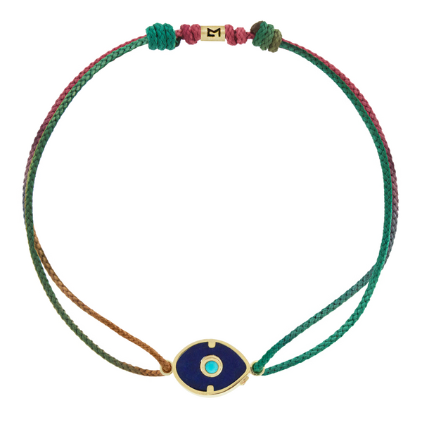 luis morais Lapis Eye with Turquoise Center on Cord Bracelet