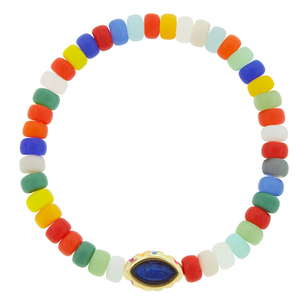 luis morais Lapis Marquise Eye on Glass Bead Bracelet
