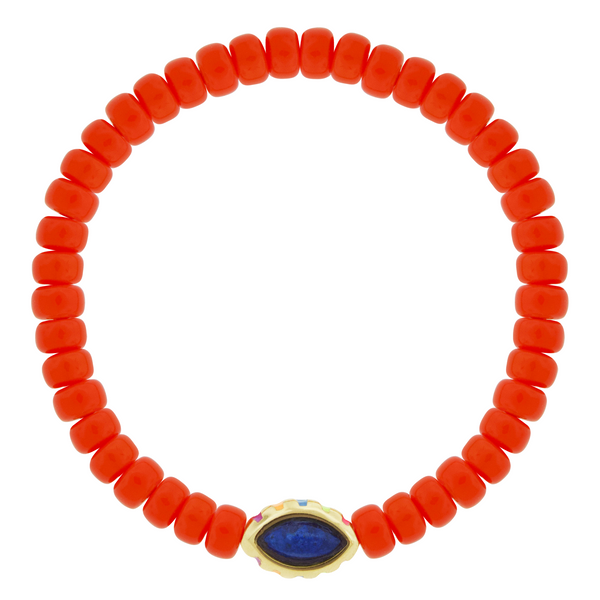 luis morais Lapis Marquise Eye on Glass Bead Bracelet