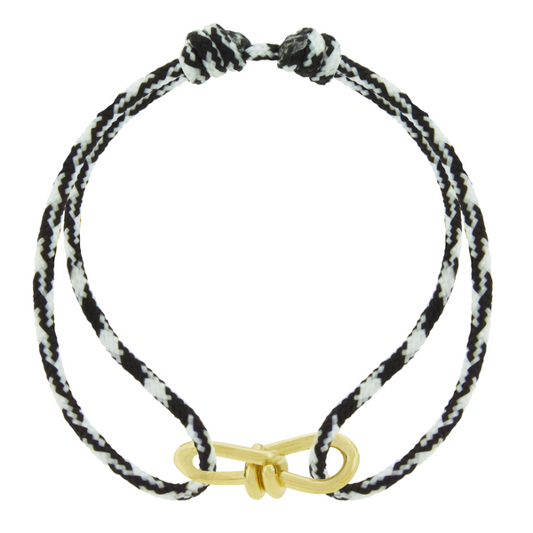 luis morais Large Twisted Gold Knot on Cord Bracelet