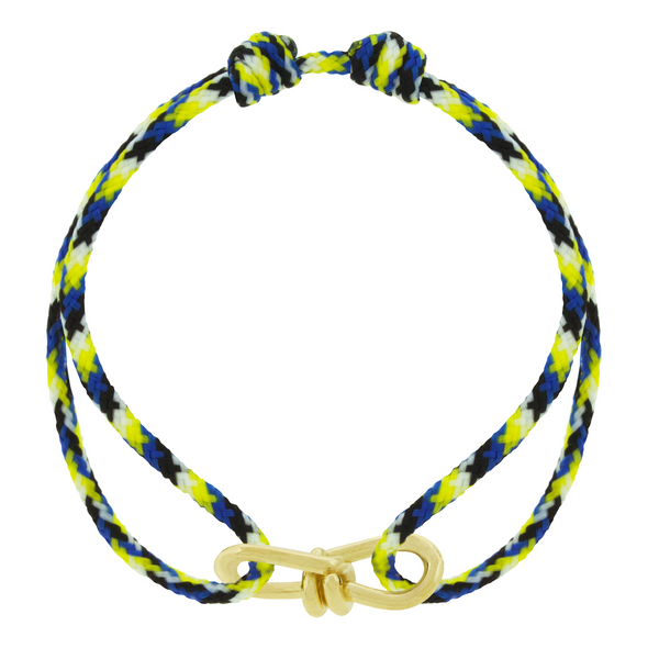 luis morais Large Twisted Gold Knot on Cord Bracelet