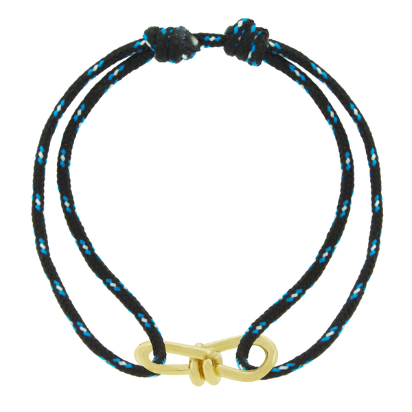 luis morais Large Twisted Gold Knot on Cord Bracelet