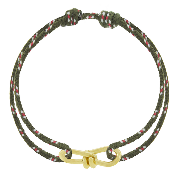 luis morais Large Twisted Gold Knot on Cord Bracelet