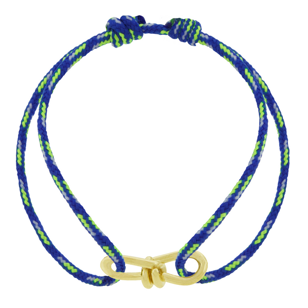 luis morais Large Twisted Gold Knot on Cord Bracelet