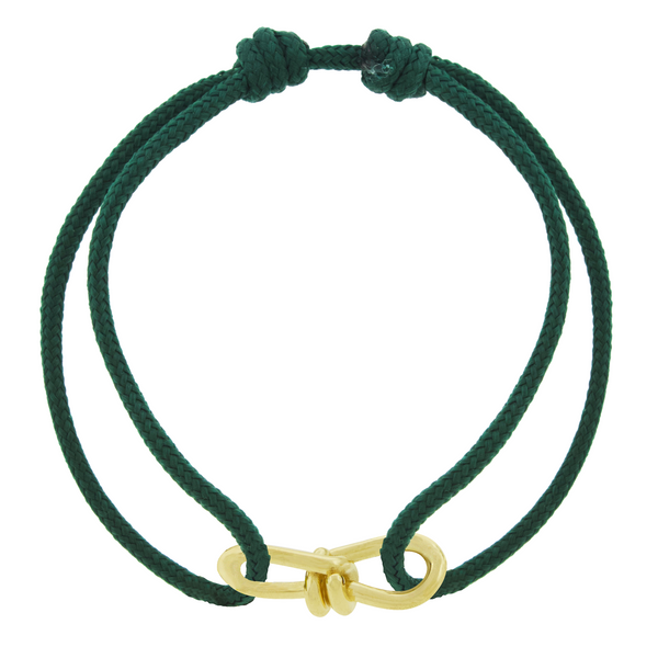 luis morais Large Twisted Gold Knot on Cord Bracelet