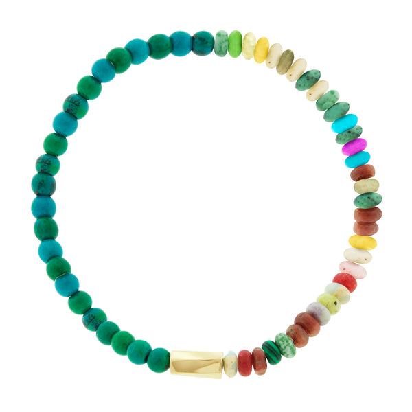 luis morais Large Twisted Hexagon Multi Gemstone Bead Bracelet