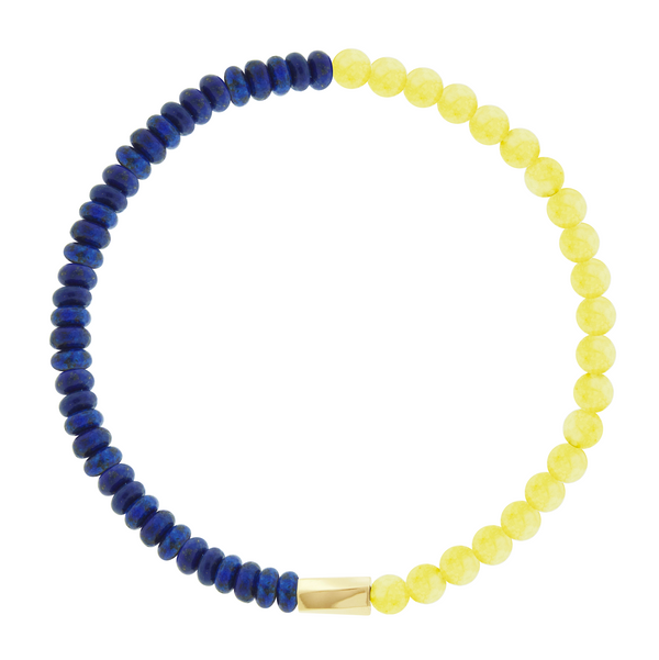 luis morais Large Twisted Hexagon on Lapis & Aventurine Bead Bracelet